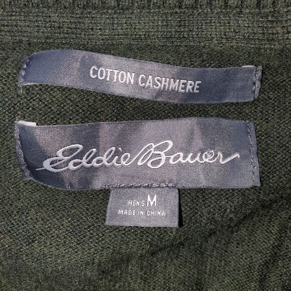 Eddie Bauer Cotton/Cashmere 1/4 Zip Pullover Sweater Men's Sz MED Dk.Green - Picture 4 of 8